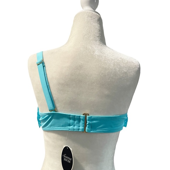 NWT SOMA SWIM Flounce Bandeau Bikini Top Blue Size 38C/36D - Picture 3 of 10